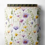 Bloom flower style with purple,yellow colors