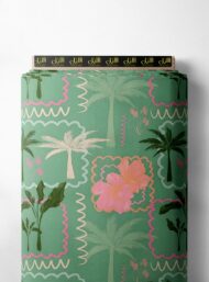 Palm flower style with green, pink colors