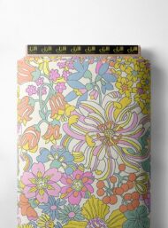 Bloom flower style with yellow,pink colors