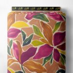 Leaf flower style with pink,green colors