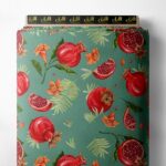 Pomegranate flower style with red,green colors