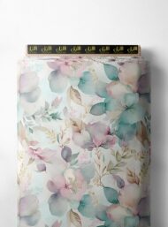 Bloom flower style with green,pink colors