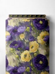 Bloom flower style with purple,yellow colors