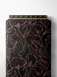 Bloom flower style with black, pink colors