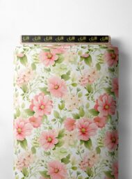 Bloom flower style with pink,green colors