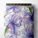 Iris flower style with purple,green colors