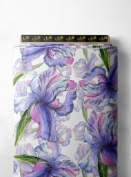 Iris flower style with purple,green colors