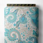 Leaf flower style with blue, green colors