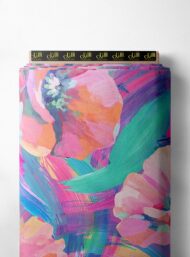 Bloom flower style with pink,green colors