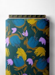 Bloom flower style with blue,yellow colors