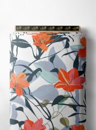 Bloom flower style with red,green colors