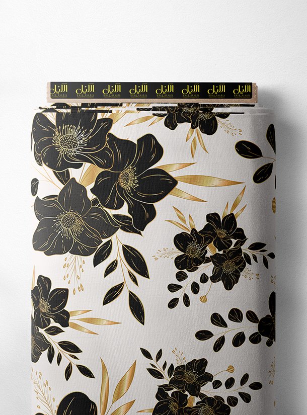 LAI02-0198_1-1.jpg Leaf flower style with black, white colors - Image 1