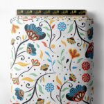 Bloom flower style with blue,red colors