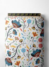 Bloom flower style with blue,red colors