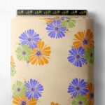 Bloom flower style with orange,green colors