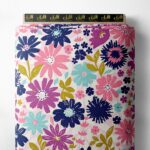 Bloom flower style with pink,blue colors