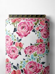 Bloom flower style with pink,green colors