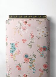 Bloom flower style with pink,green colors