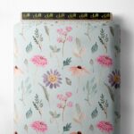 Bloom flower style with pink,green colors