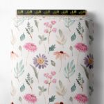 Leaf flower style with pink,green colors