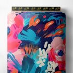 Bloom flower style with blue,pink colors