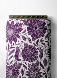 Bloom flower style with purple, white colors