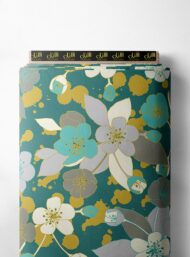 Bloom flower style with white,blue colors