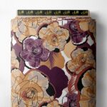 Rose flower style with brown, purple colors