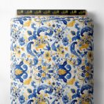 Bloom flower style with blue, yellow colors