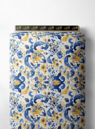 Bloom flower style with blue, yellow colors