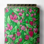 Leaf flower style with green,pink colors