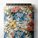 Bloom flower style with blue,yellow colors