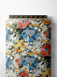 Bloom flower style with blue,yellow colors