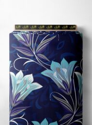 Bloom flower style with blue,white colors