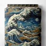 Wave ocean and sky style with blue,white colors