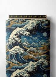 Wave ocean and sky style with blue,white colors