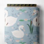 Swan nature style with white,green colors