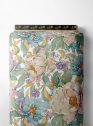 Bloom flower style with pink,green colors