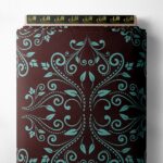 Bloom flower style with brown, blue colors