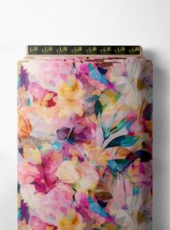 Bloom flower style with pink,green colors