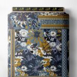 Bloom flower style with blue,white colors