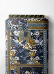 Bloom flower style with blue,white colors