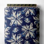 Bloom flower style with blue, white colors