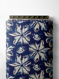 Bloom flower style with blue, white colors