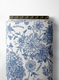 Bloom flower style with blue, white colors