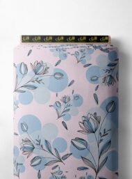 Bloom flower style with blue, pink colors