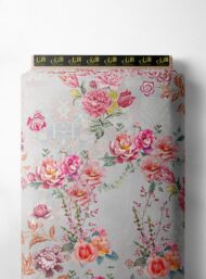 Bloom flower style with pink,green colors