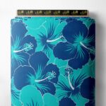 Bloom flower style with blue, green colors