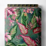 Leaf flower style with green,pink colors