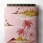 Palm nature style with pink,green colors